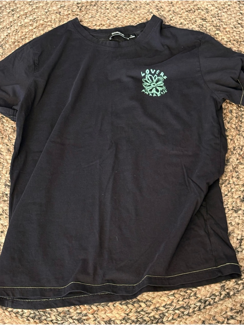 Desigual unisex Black Crewneck Tee with Subtle Logo Tag